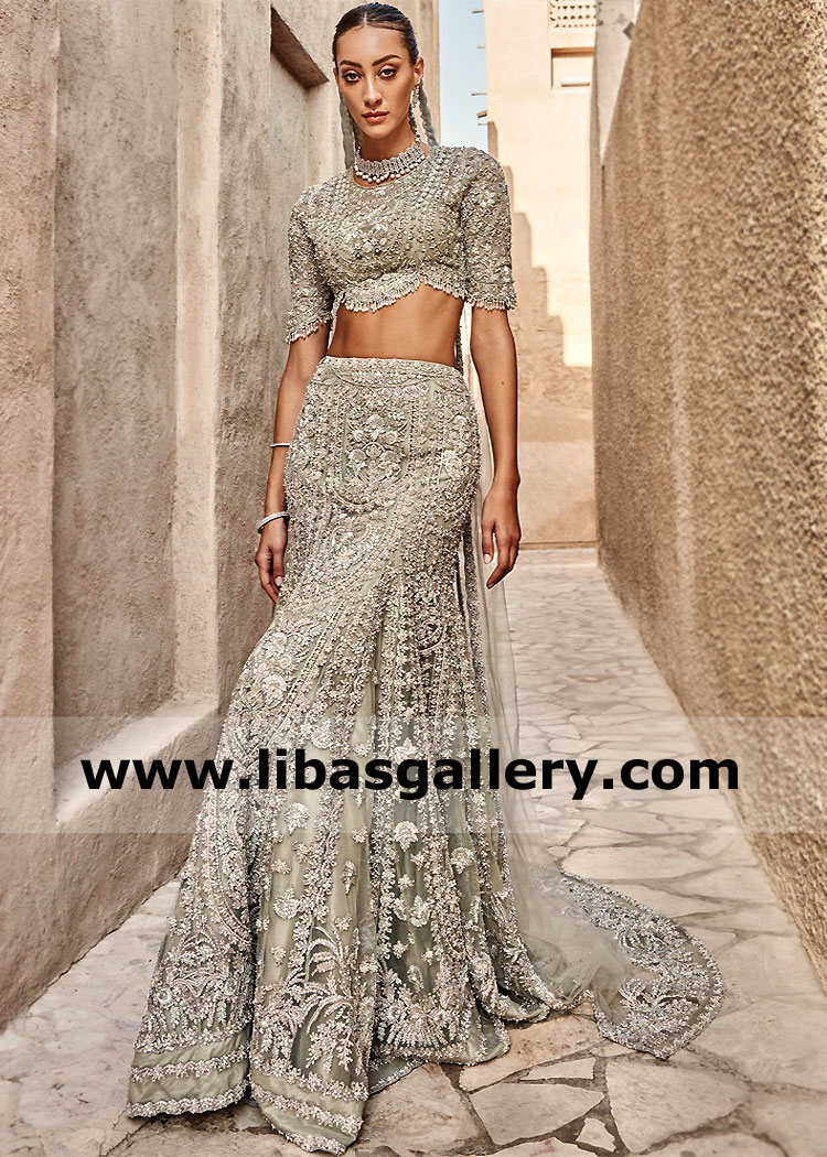 Saira Shakira Walima Bridal Lehenga Dallas Texas USA Best Walima Bridal Dresses Pakistan Trendy  Mermaid Lehenga