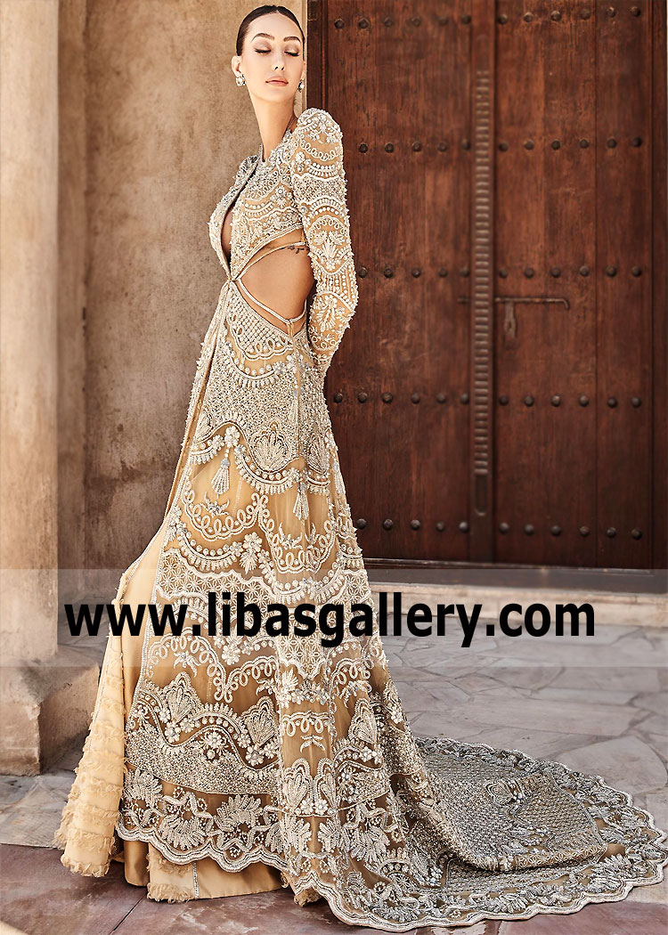 Light Gold Bridal Maxi With Side Cut Outs