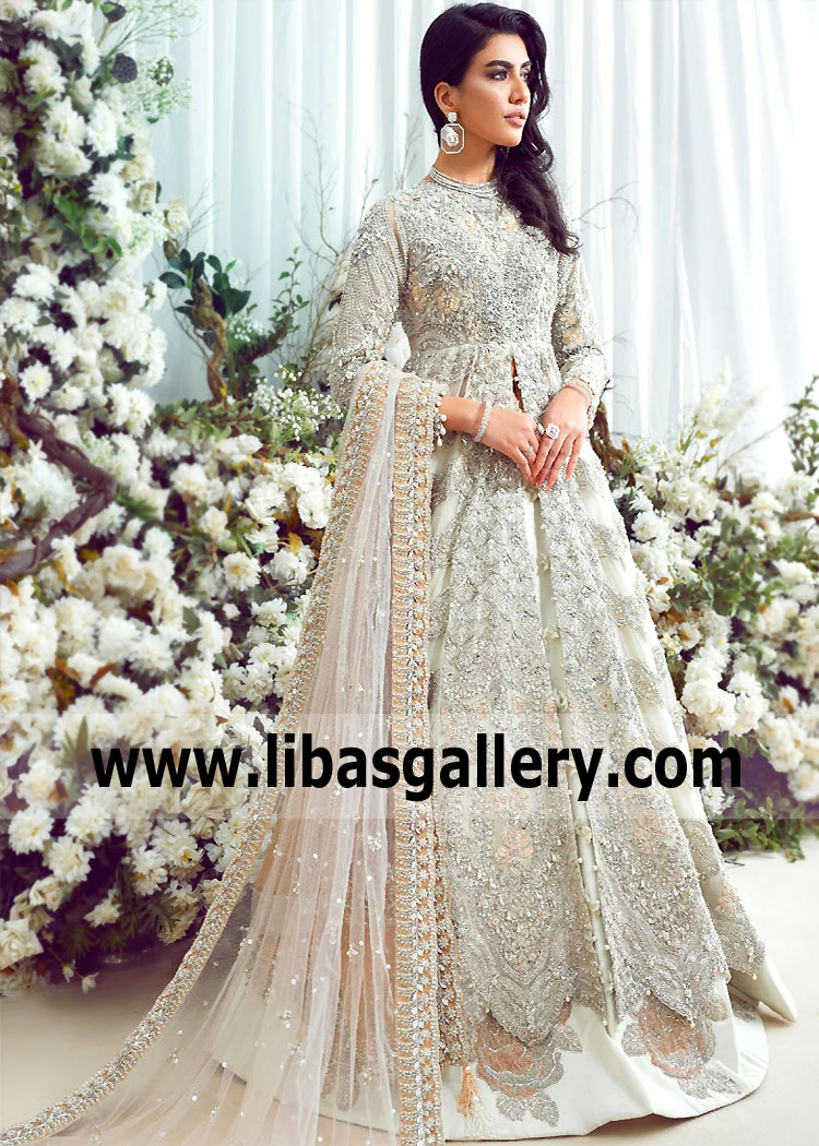 Pearl Scabiosa Bridal Dress for Wedding and Valima