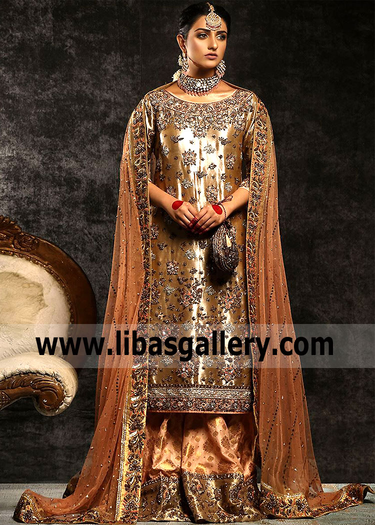 Copper Gold Silene Two Legged Sharara Dress