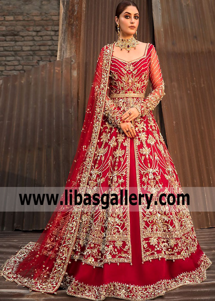 Classy Red Designer Indian and Pakistani Bridal Lehenga choli with  Embroidery -