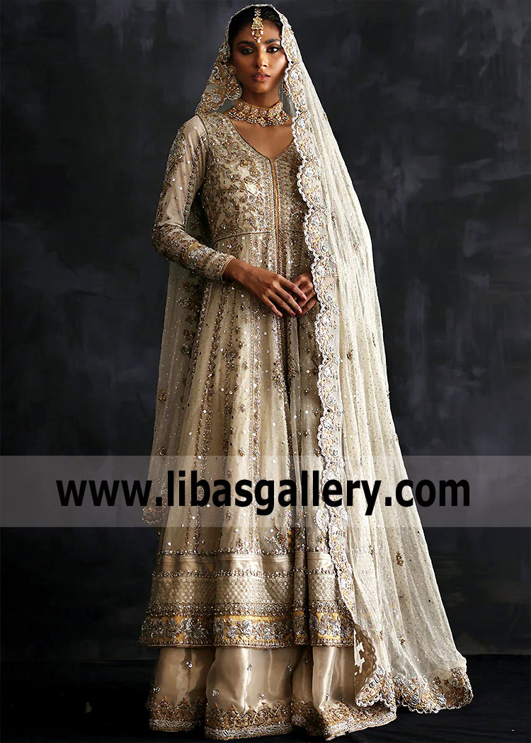 Ivory Latest Stylish Anarkali Style For Wedding