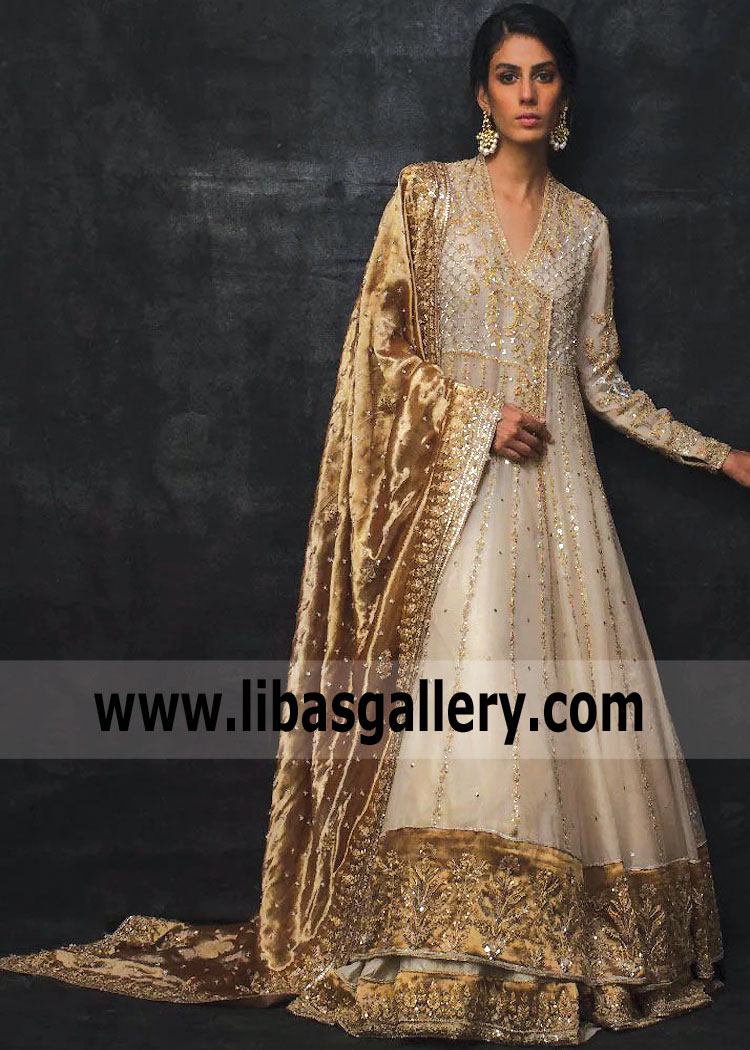Ivory Gold Freesia Nikah Bridal Dress