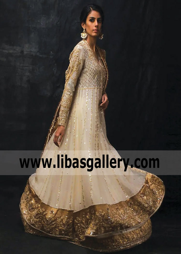 Ivory Gold Freesia Nikah Bridal Dress