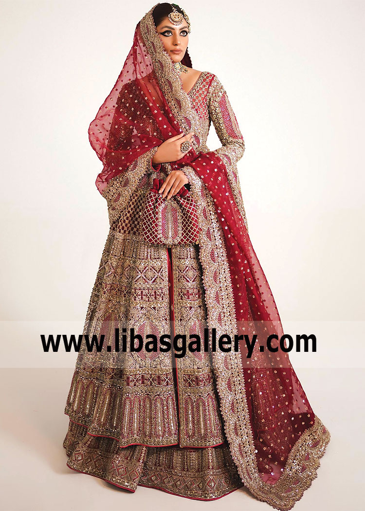 Heavy Embellished Pakistani Designer Bridal Dresses for Wedding, Nikkah, Baraat UK USA Canada