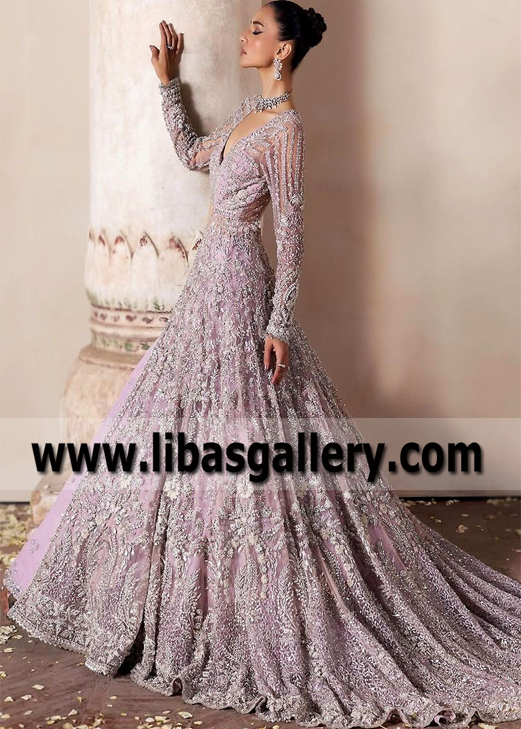 Digital Lavender Rosa Walima Dress