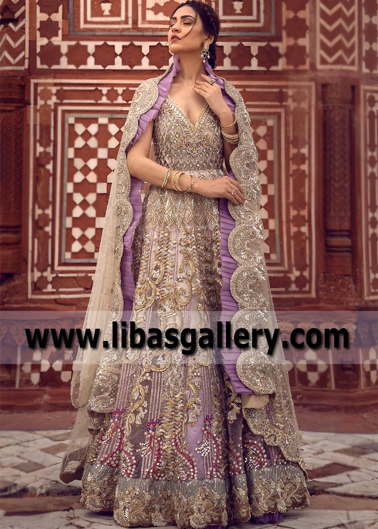 Sensation Lilac Ivory Gown for Walima