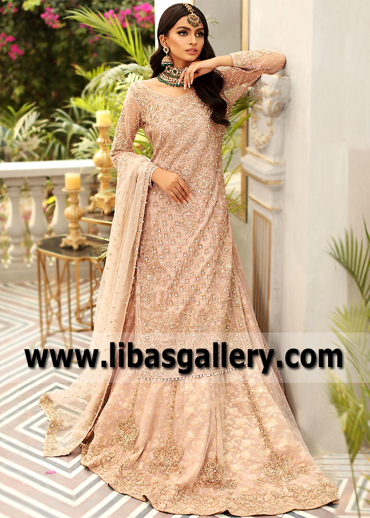 Precious Peach Padparadscha Long Shirt with Lehenga