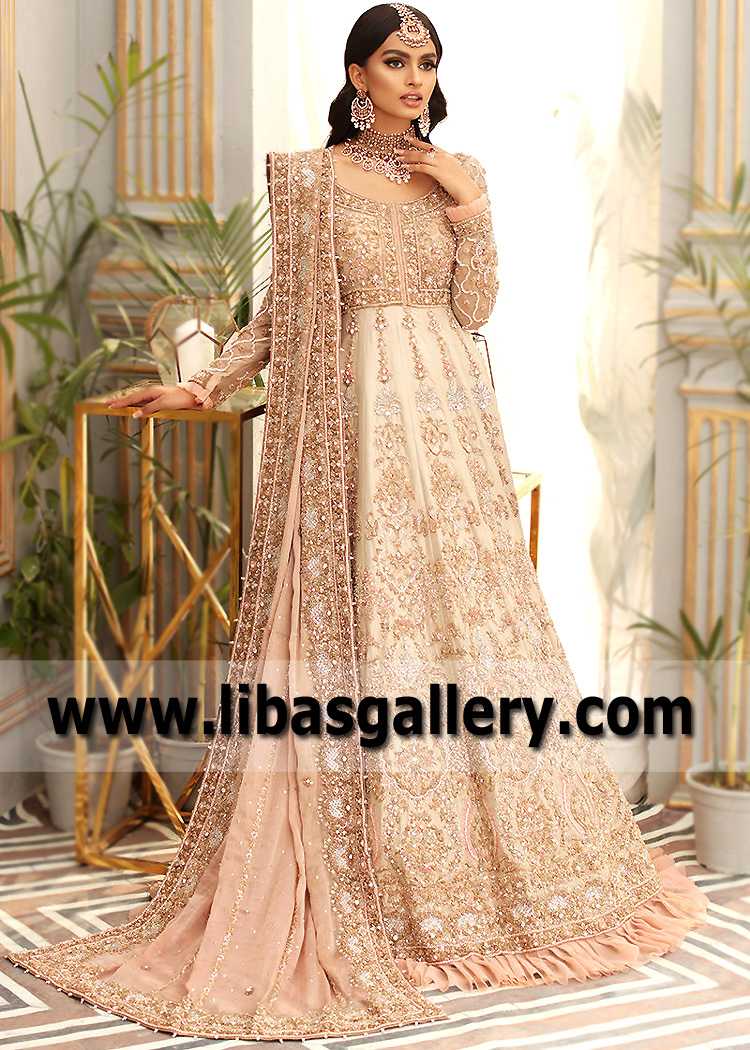 Pakistani Long Gown Dress Tampa Florida USA Champagne Gown Dresses Aisha Imran