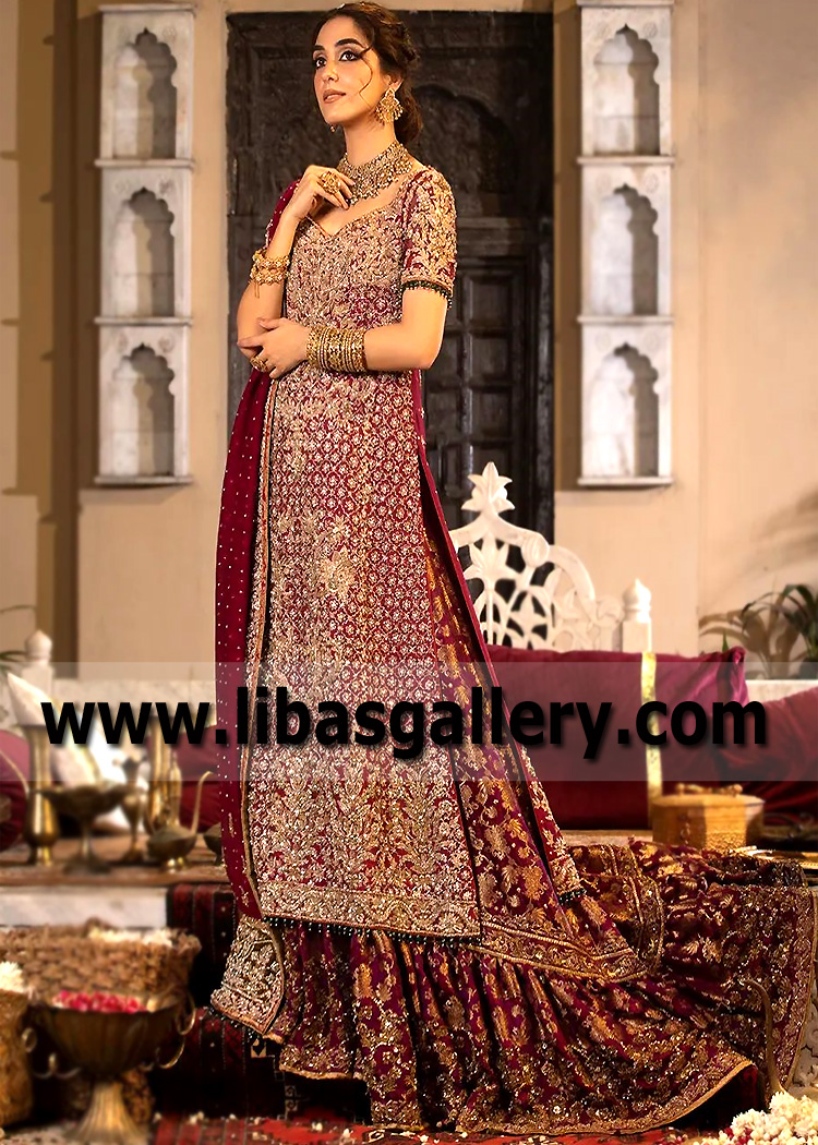 Flawless Burgundy Umbalite Farshi Lehenga