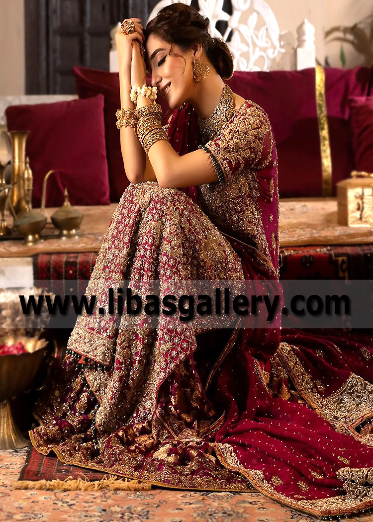 Flawless Burgundy Umbalite Farshi Lehenga
