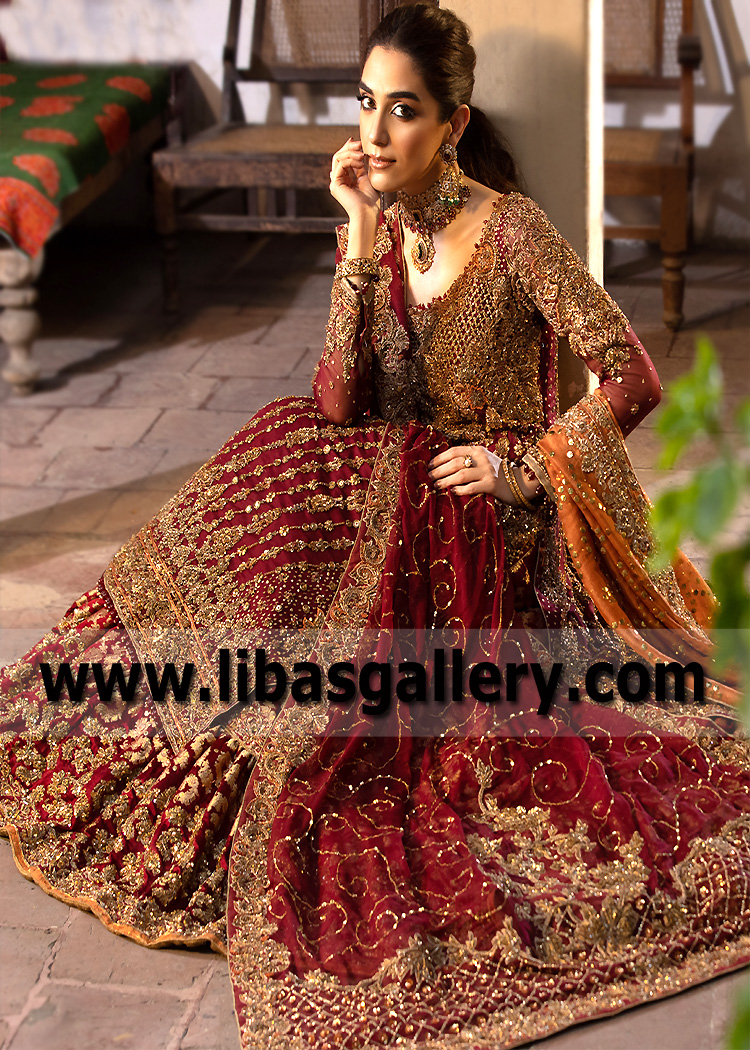 Pakistani Bridal Dresses Farshi Lehenga Rochester New York USA Designer Aisha Imran Bridal Dresses Collection