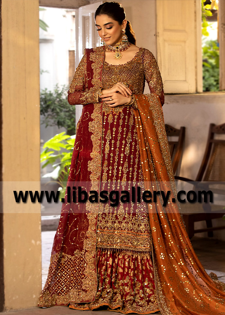 Vermillion Painite Farshi Lehenga