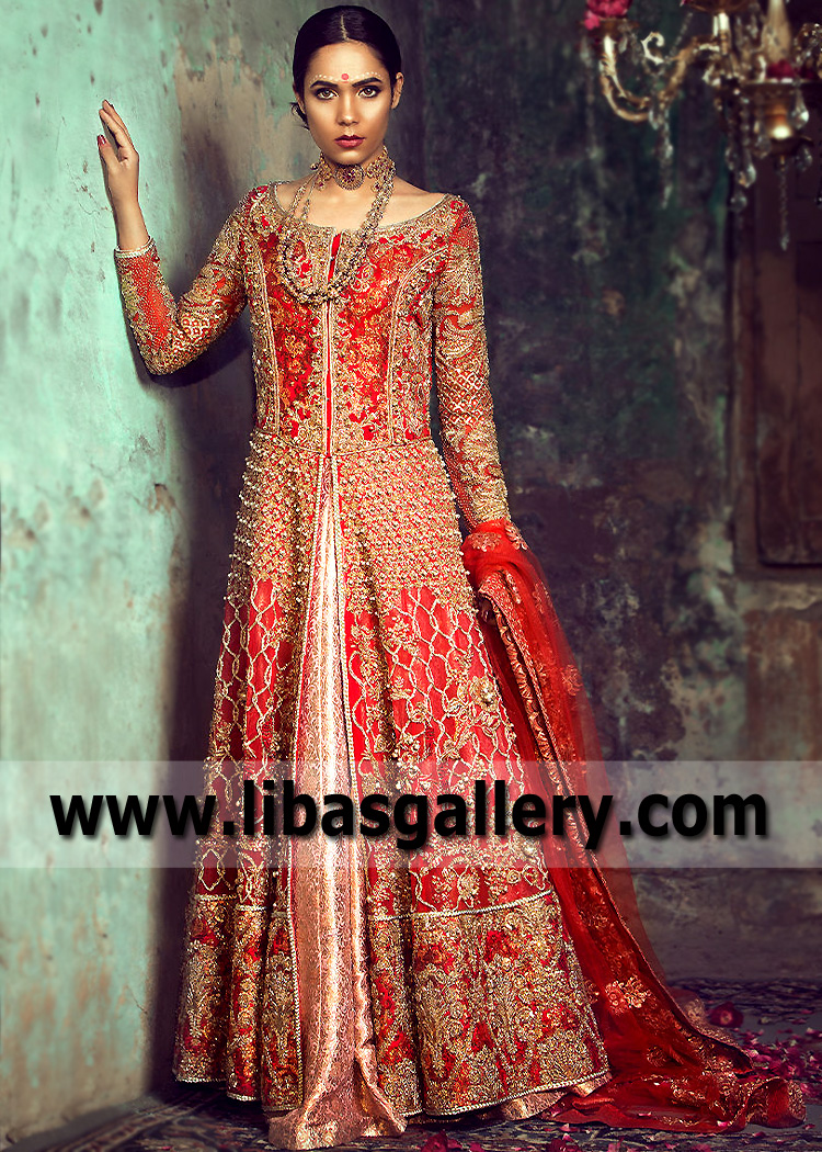 Gorgeous Modern Bridal Red Lehenga Pakistani, Deep Red Bridal Gown Lehenga Indian Designer Haute Form