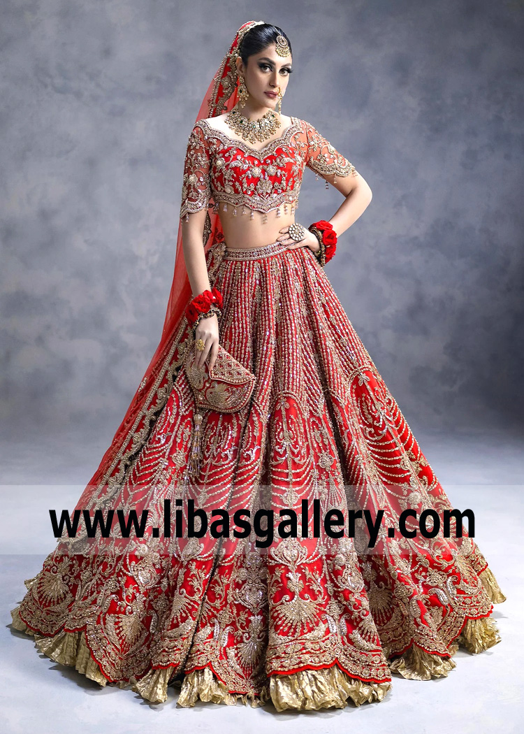 Princess In A Luxurious Cardinal Red Lilium Lehenga Choli