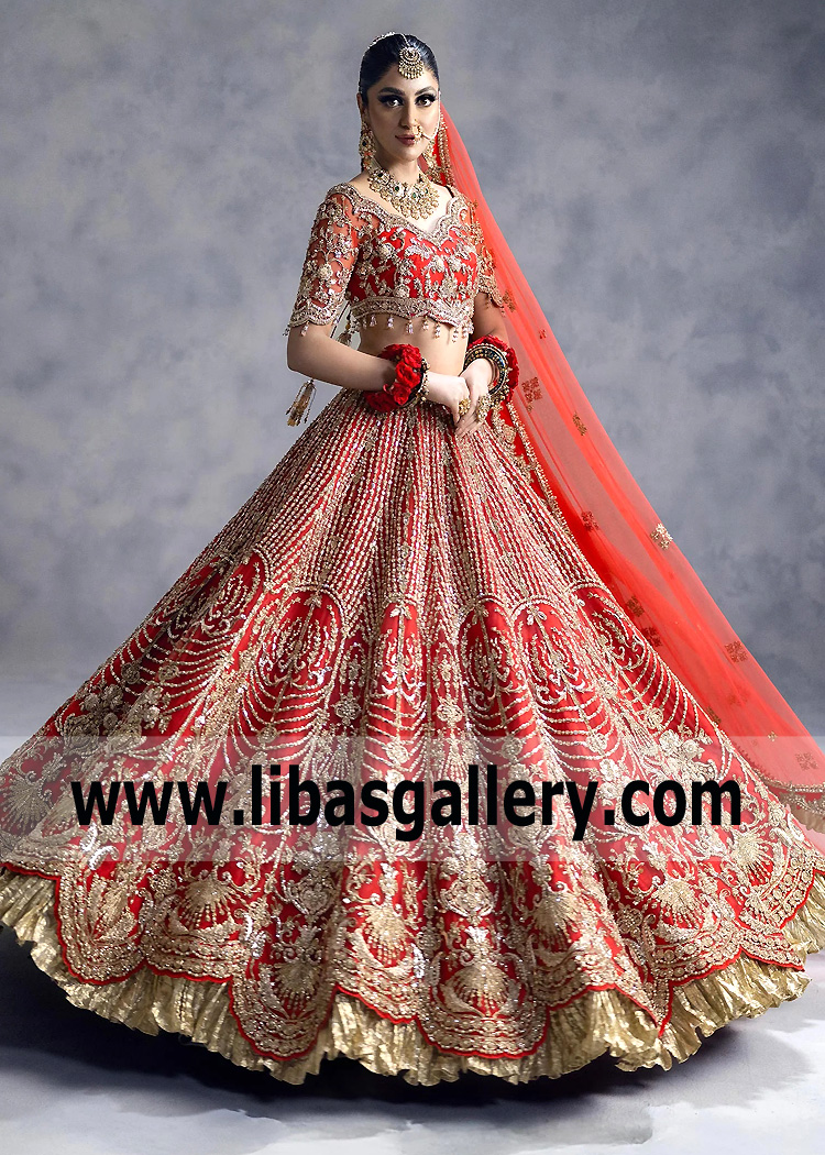 Princess In A Luxurious Cardinal Red Lilium Lehenga Choli