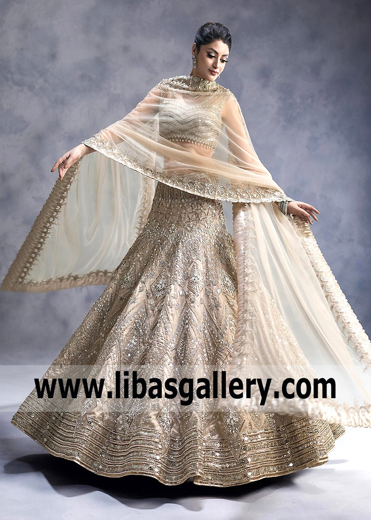Peach Champagne Strobus Lehenga Choli