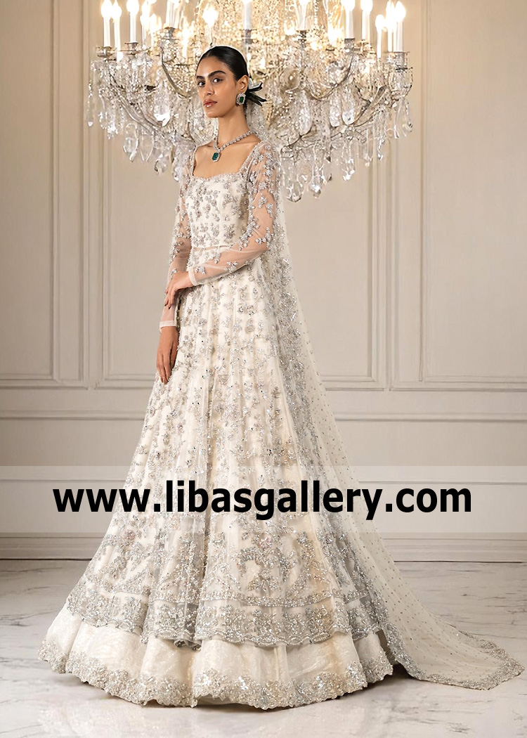 White Gladiolus Pishwas and Lehenga