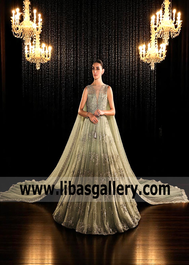 Sage Green Arum Flared Gown