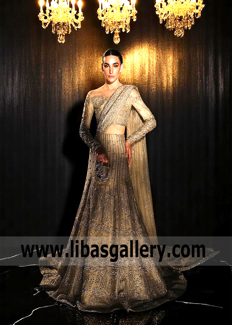 Light Golden Taupe Celosia Lehenga Dress