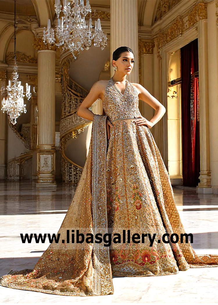 Champagne Gold Humasah Sultan Wedding Gown