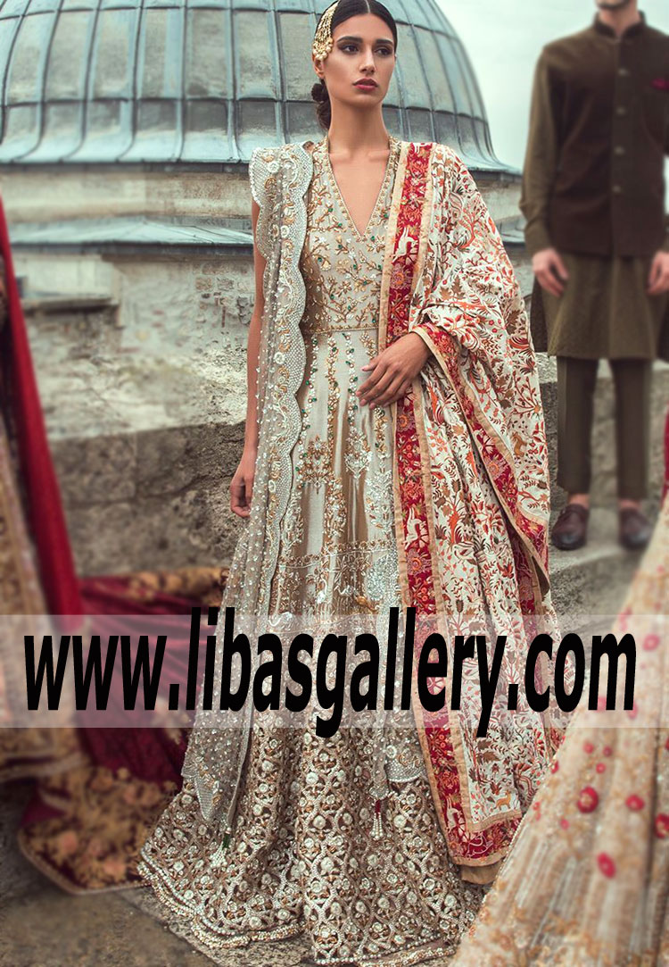 Pakistani Bridal Dresses Virginia Maryland USA Sania Maskatiya Anarkali Bridal Collection from SAMARKAND