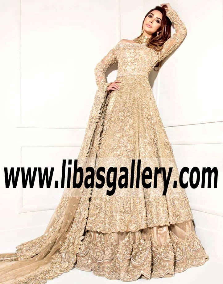 Exquisite Fallow Dahlia Bridal Lehenga Dress for Wedding