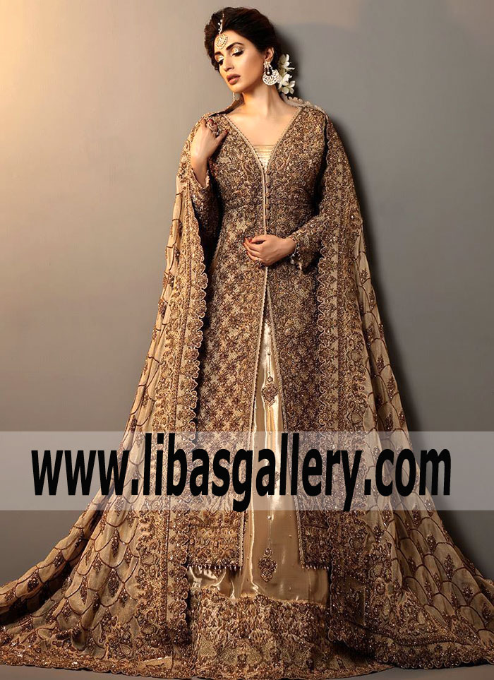 Luxurious Gold Gladiolus A-Line Bridal Dress