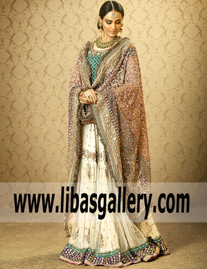 Chic Multi-color Dahlia Designer Gharara for Brides
