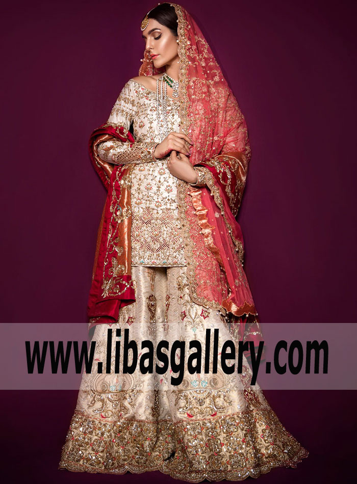 Tantalizing Ivory Gold Aquilegia Bridal Dress