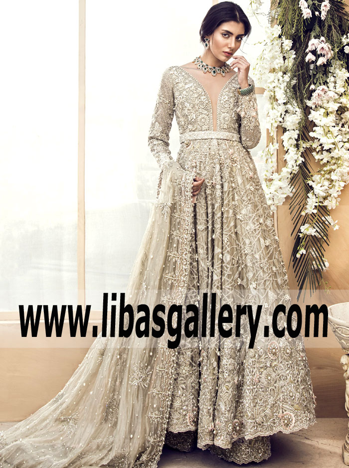 Luxurious Bisque Freesia Bridal Gown for Wedding