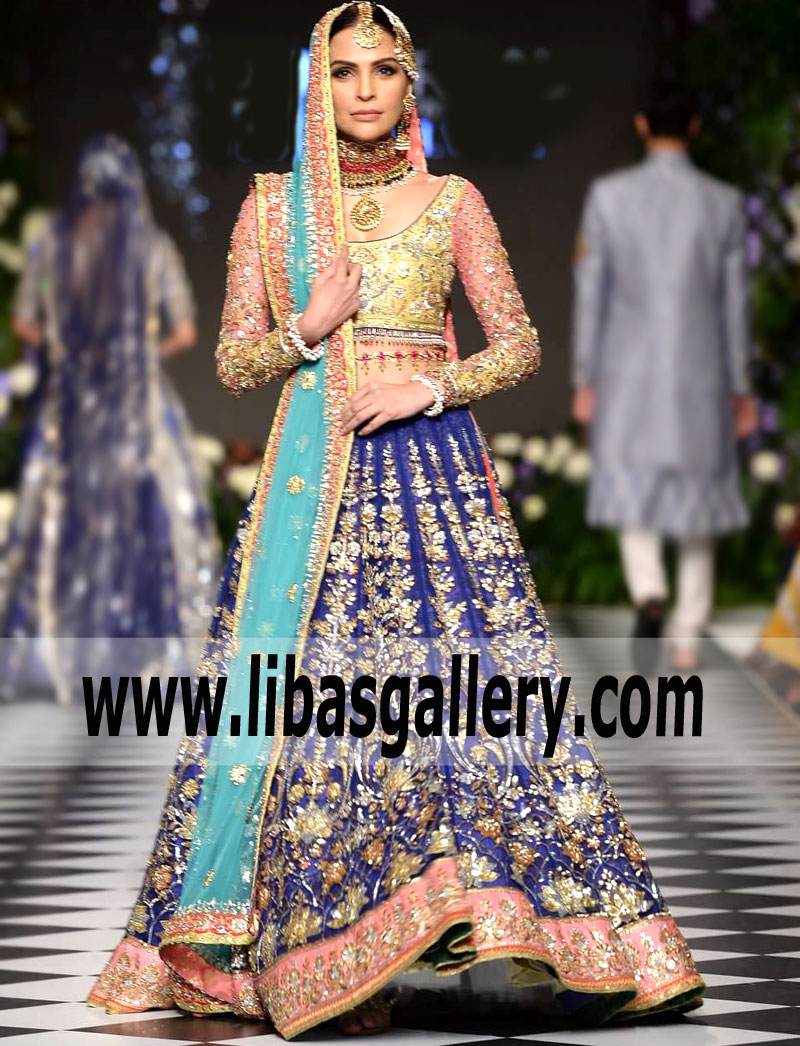 Latest Pakistani Bridal Dress with Embellished Lehenga