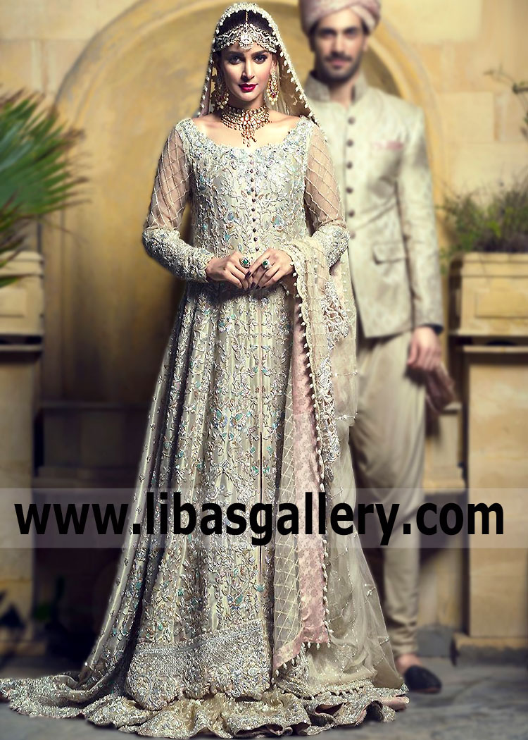 Luxurious Pakistani Designer GOLD LAME Wedding Gown
