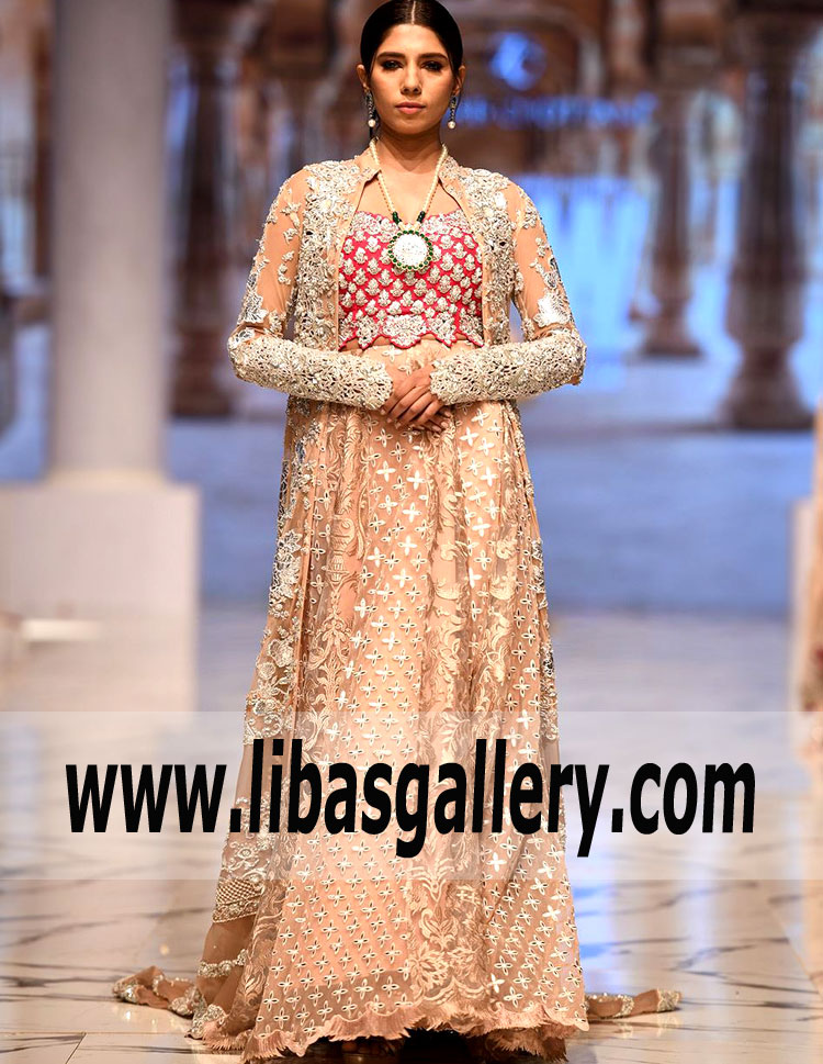 Outstanding Pakistani Bridal Lehenga Dress with Marvelous Embellished Jacket