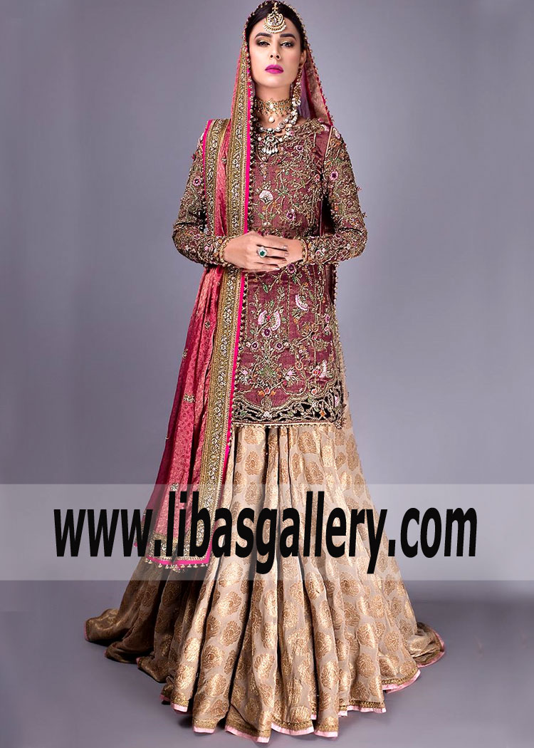 Fabulous High Fashion Cordovan Almond Lehenga