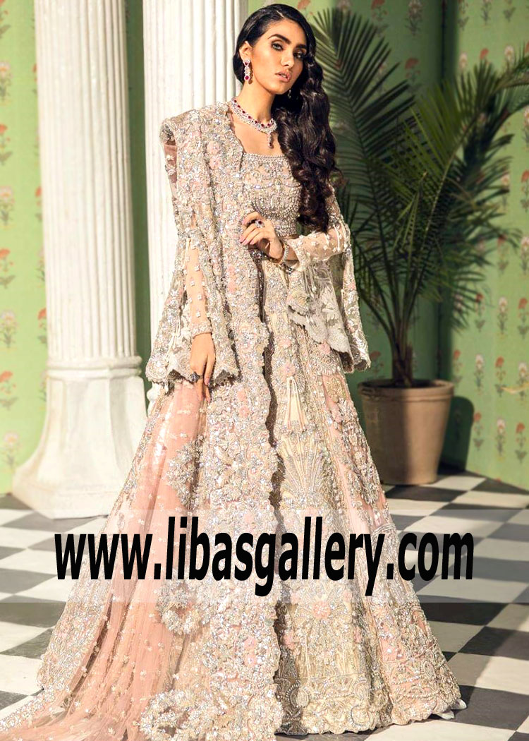 Wedding Peach Clover Lehenga