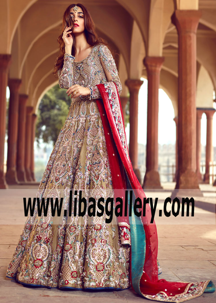 Latest Anarkali Gown Jeddah Saudi Arabia Faiza Saqlain Anarkali Gown Bridal Online