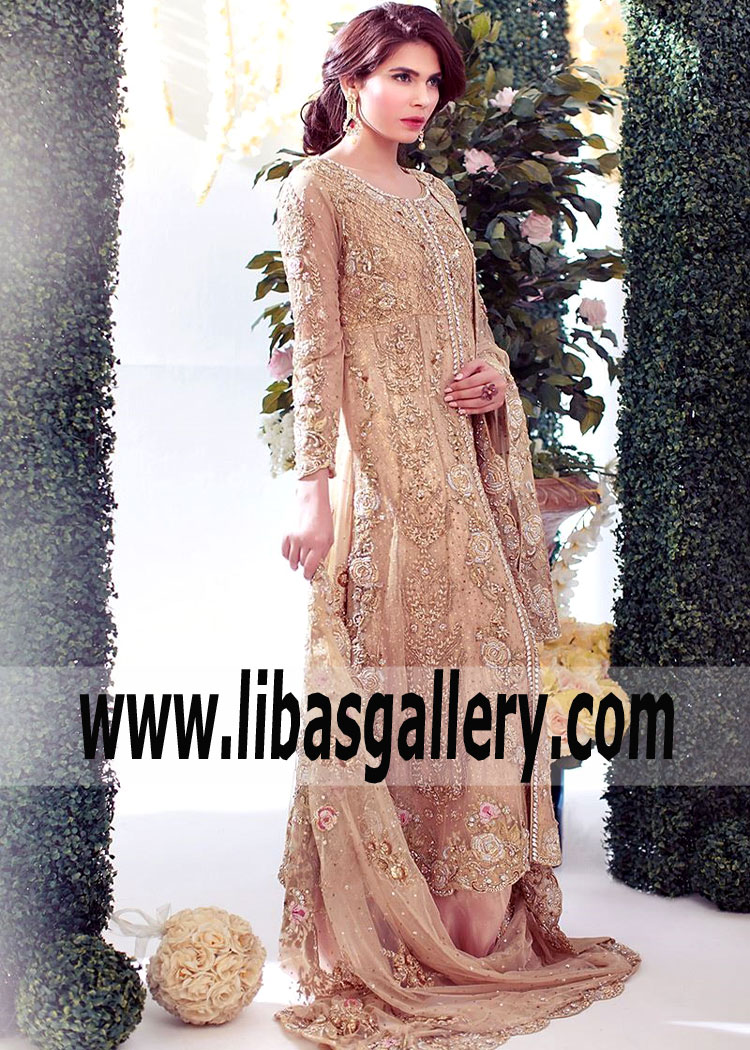 Latest Gold Mantle Bridal Anarkali