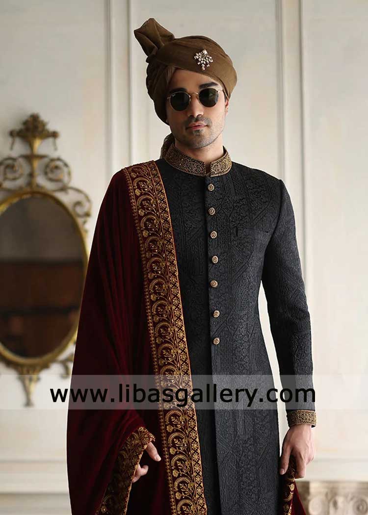 Brown Groom Wedding Turban with Brooch