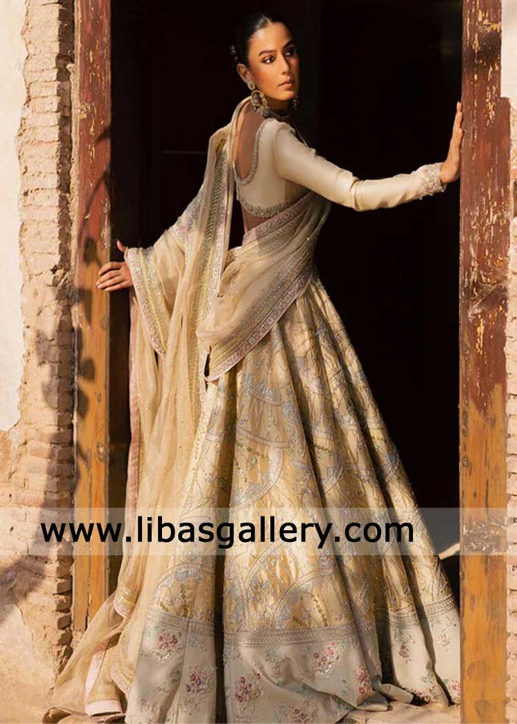 Butter Yellow Lehenga Choli Geometric Floral Pattern