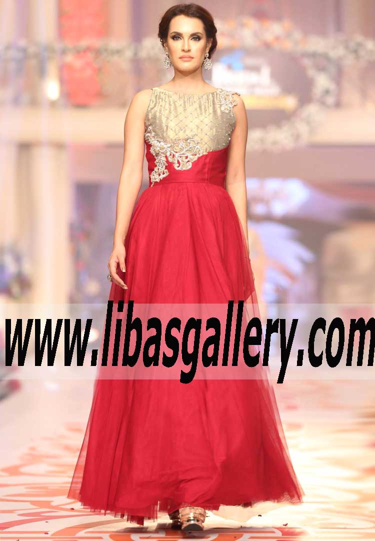 Bridal Wear 2015 ROYAL LOOK FLOOR LENGTH ANARKALI Dress in Red Color