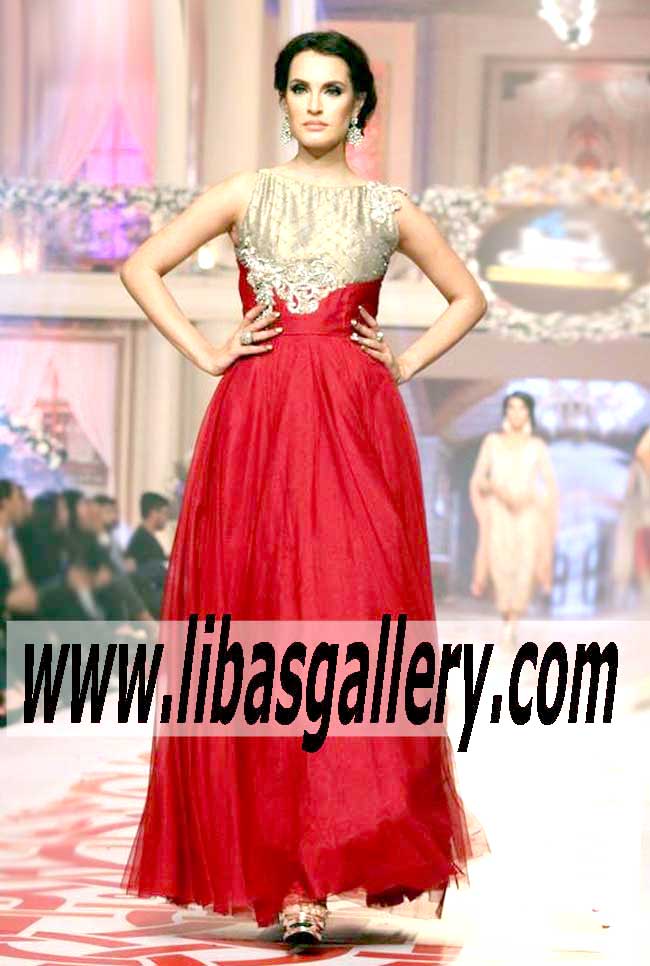 Bridal Wear 2015 ROYAL LOOK FLOOR LENGTH ANARKALI Dress in Red Color