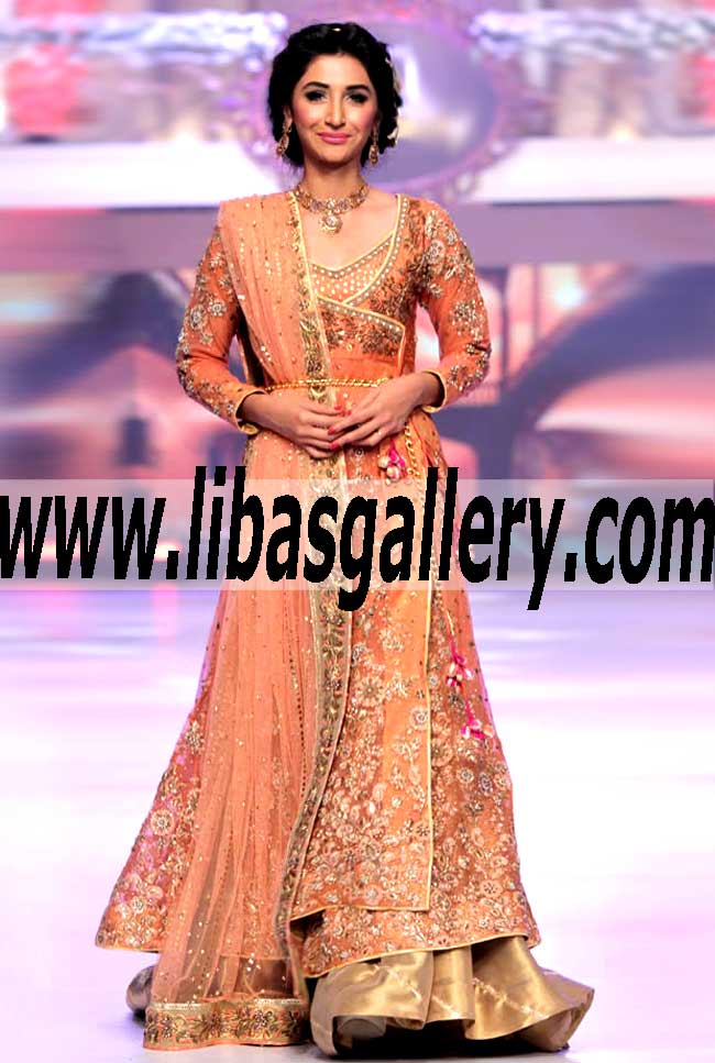 Bridal Wear 2015 Sensuous Angrakha Style Embellished Outfit with Sharara for Special Occasion