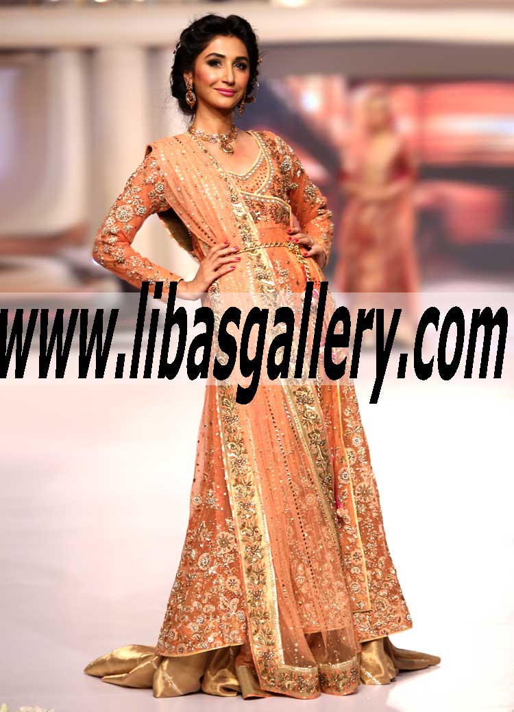 Bridal Wear 2015 Sensuous Angrakha Style Embellished Outfit with Sharara for Special Occasion