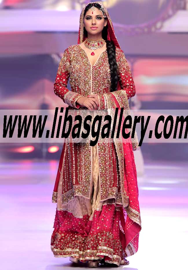 Bridal Wear 2015 Magnificent Bridal Sharara Dress with Beautiful Embellishments
