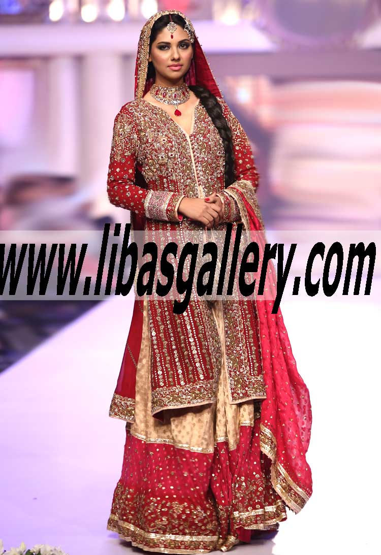 Bridal Wear 2015 Magnificent Bridal Sharara Dress with Beautiful Embellishments