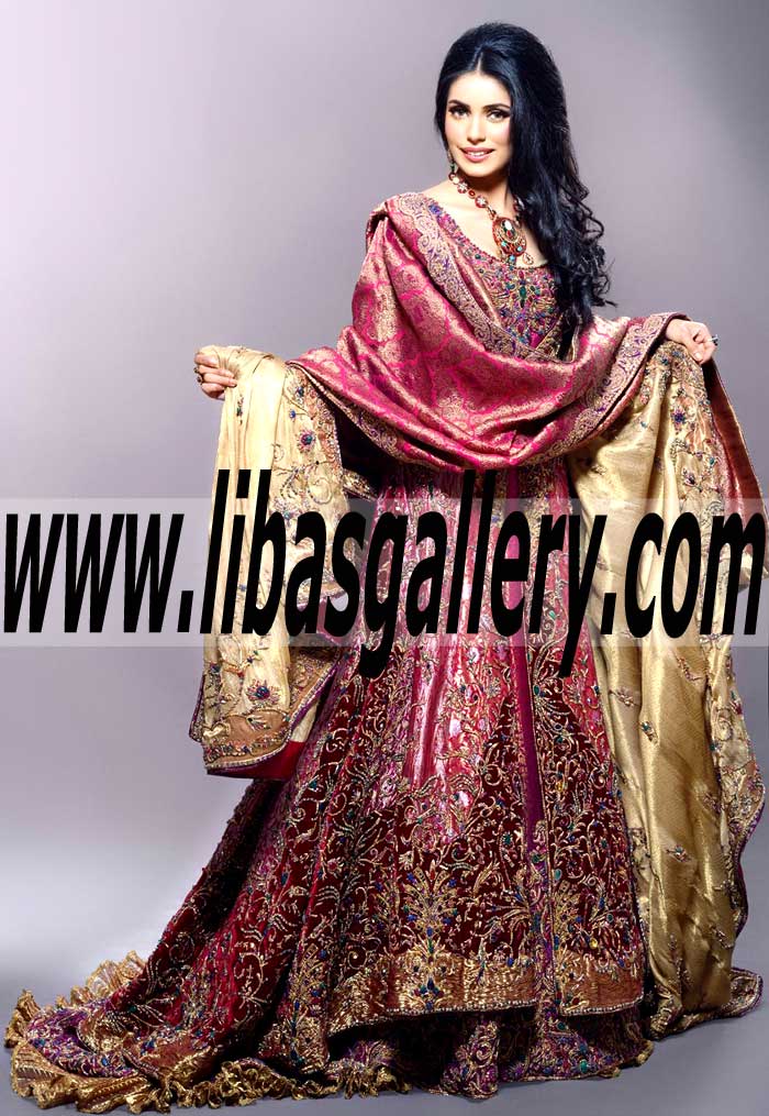 This Dazzling Anarkali Style Bridal Dress has been Designed to bring out the inner Diva in you