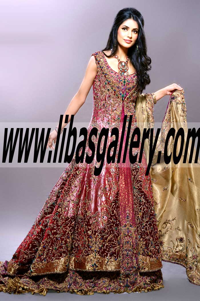 This Dazzling Anarkali Style Bridal Dress has been Designed to bring out the inner Diva in you