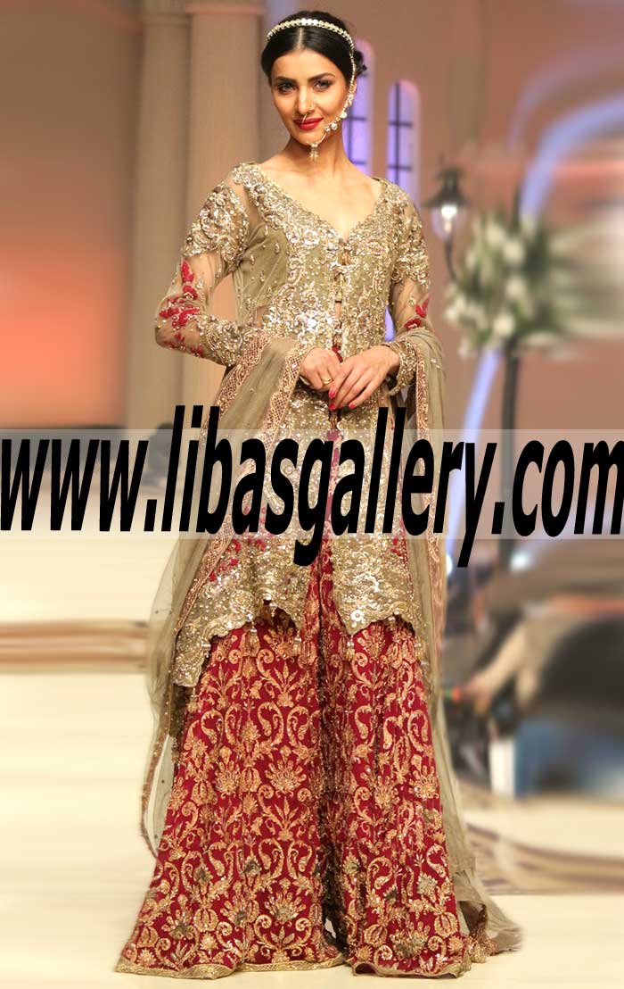 Traditional Bridal Dress with Gorgeous Sharara for Wedding and Reception