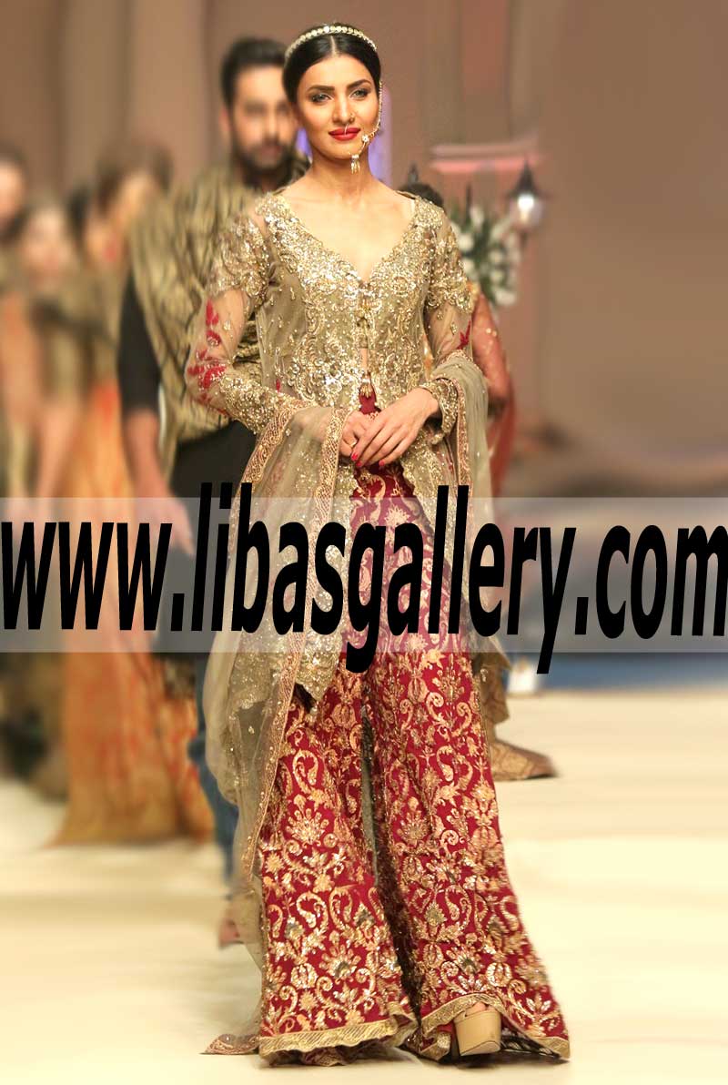 Traditional Bridal Dress with Gorgeous Sharara for Wedding and Reception